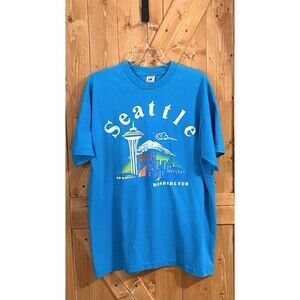 Vintage Seattle Single Stitch T-Shirt Made in USA Space Needle Skyline Size XL